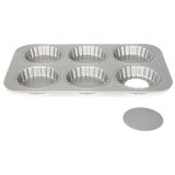 Moule 6 tartelettes 10 cm à fond amovible - Silver Top
