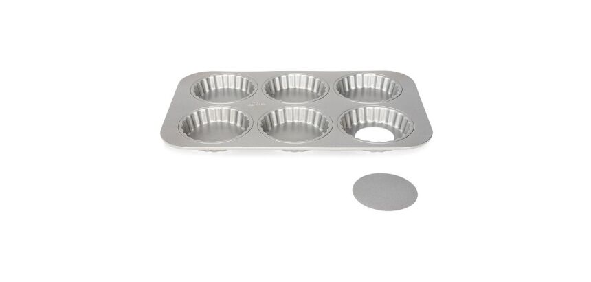 Moule 6 tartelettes 10 cm à fond amovible - Silver Top
