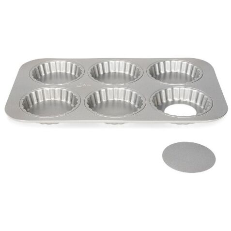 Moule 6 tartelettes 10 cm à fond amovible - Silver Top