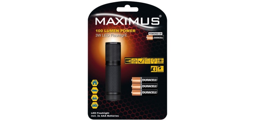 Lampe torche 100 lm - 3W - IPX4 - noir