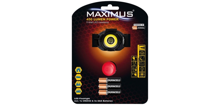 Lampe frontale - 450 lm - 5W -  éclairage avant/arrière - fonction focus -