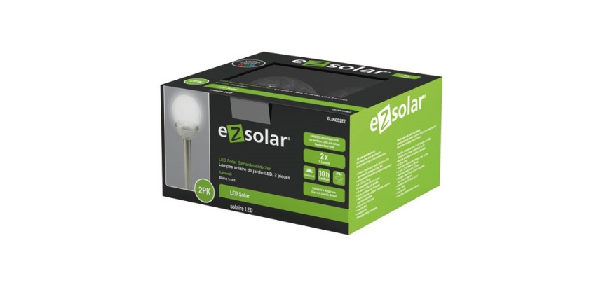 Borne solaire - multicolors -  2 lm - lot de 2 - IP44 - métal gris et verre