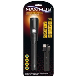 Lampe torche 1200 lm - 13W - rechargeable - fonction focus et batterie exte