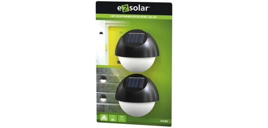 Applique murale -solaire - détecteur de pénombre - IP44 - lot de 2 - noir