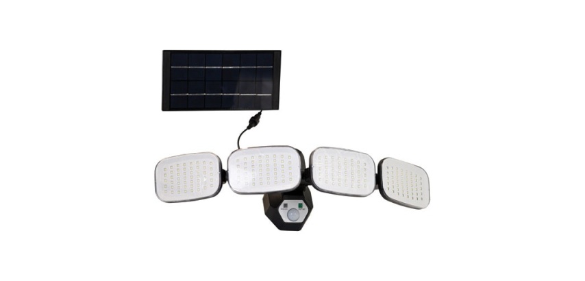 Applique murale - solaire - 750 lm - détecteur de mouvement - IP44 - noir