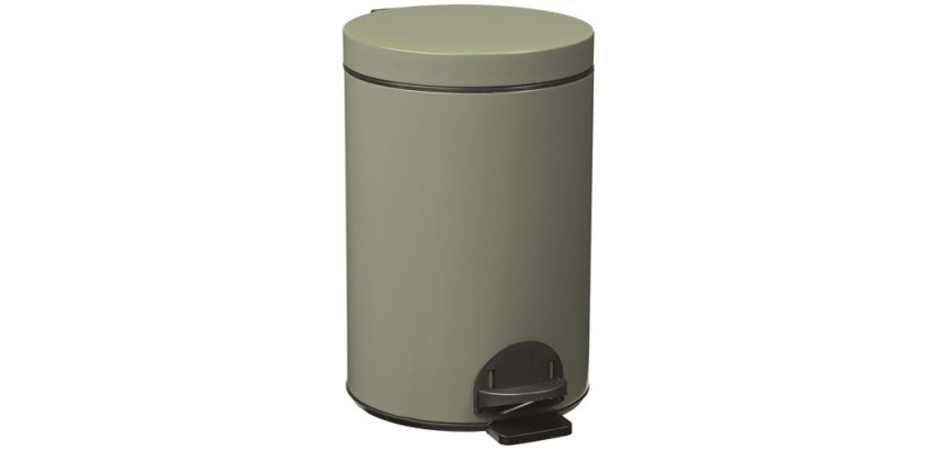Poubelle à pédale 14 L Gris Vert - Élora