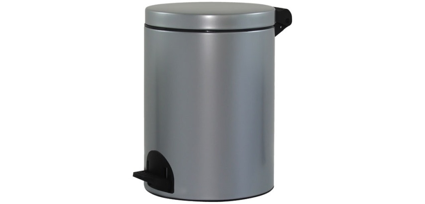 Poubelle à pédale 14 L Gris Métal - Élora