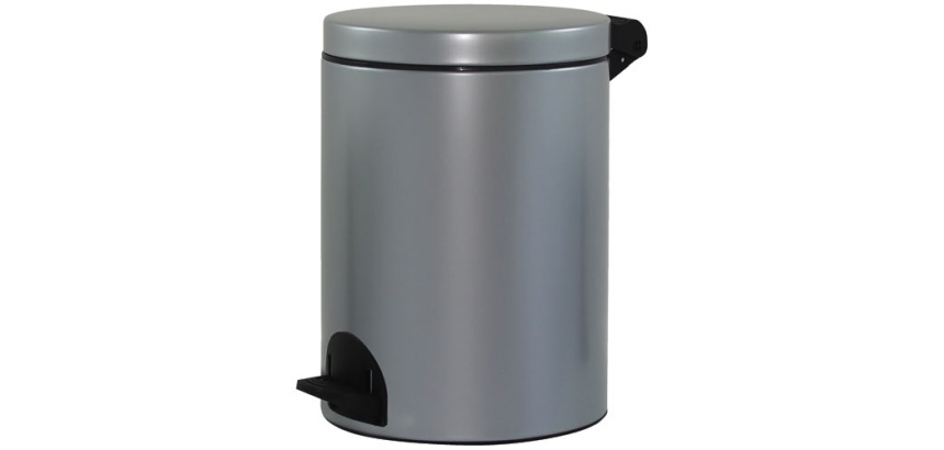 Poubelle à pédale 14 L Gris Métal - Élora