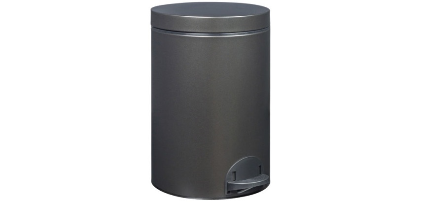 Poubelle à pédale 14 L Noir Basalte - Élora