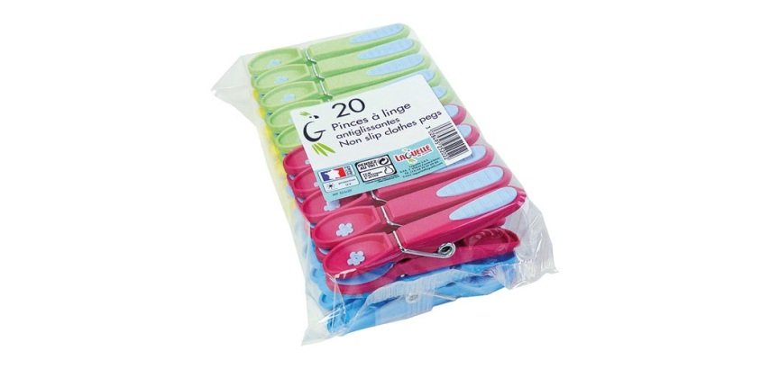 Pince à linge bi-matières extra fortes anti glissantes - Lot de 20