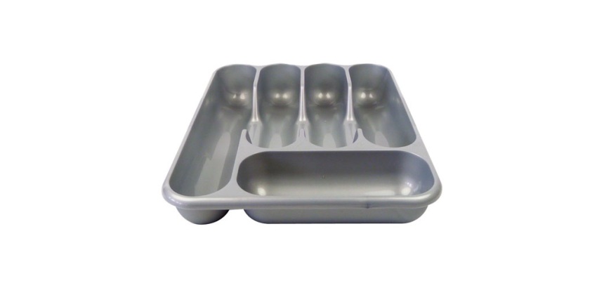 Range couverts 5 cases coloris gris