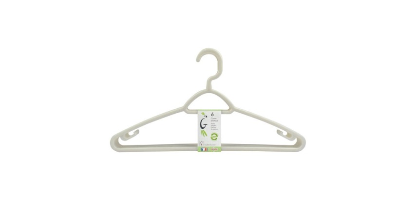 Cintre - plastique 100% recyclé - crochet tournant - 41.5 cm - lot de 6