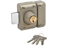 Verrou à cylindre double 5 goupilles - D23 mm - L : 45 mm - 4 clés - beige