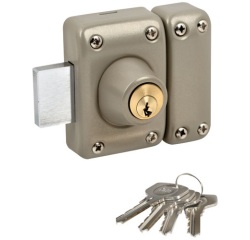 Verrou à cylindre double 5 goupilles - D23 mm - L : 45 mm - 4 clés - beige