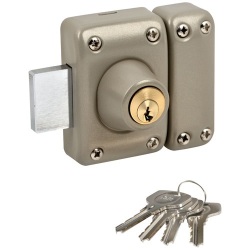 Verrou à cylindre double 5 goupilles - D23 mm - L : 45 mm - 4 clés - beige