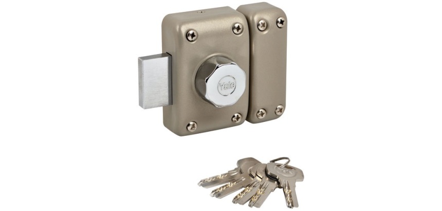 Verrou à bouton et cylindre 5 goupilles -  D23 mm - L : 40 mm -  4 clés - b