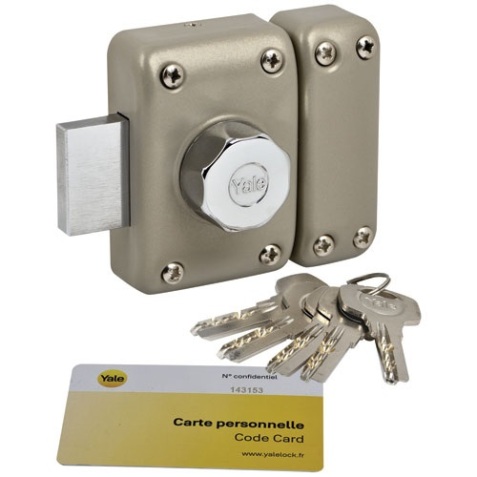 Verrou à bouton et cylindre 6 goupilles - D23 mm - L : 45 mm - 5 clés réver