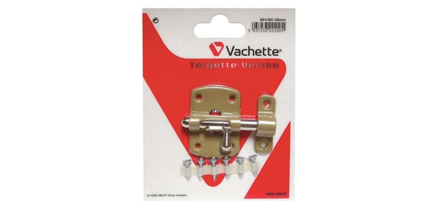 Targette à pêne rond - 35 mm - verni bronze