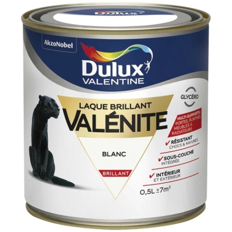 Laque brillante glycéro - Valénite - intérieur - extérieur - 500 mL - blanc