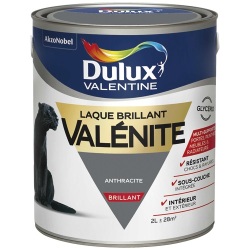 Laque brillante glycéro - Valénite - intérieur - extérieur - 2 L - anthraci