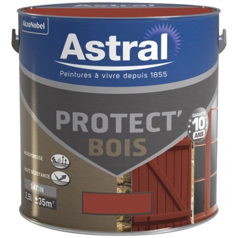 Peinture glycéro bois satin - protect' bois - extérieur - 2.5 L - ton bois