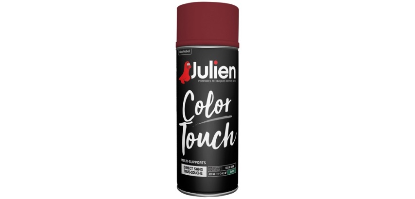 Peinture satinée multi-supports Color Touch Julien - Aérosol de 400 ml, rouge basque RAL 3004