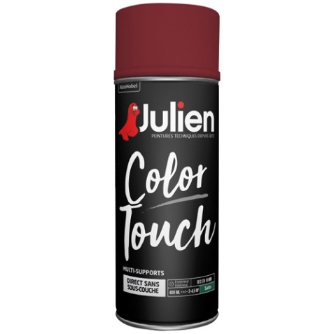 Peinture satinée multi-supports Color Touch Julien - Aérosol de 400 ml, rouge basque RAL 3004