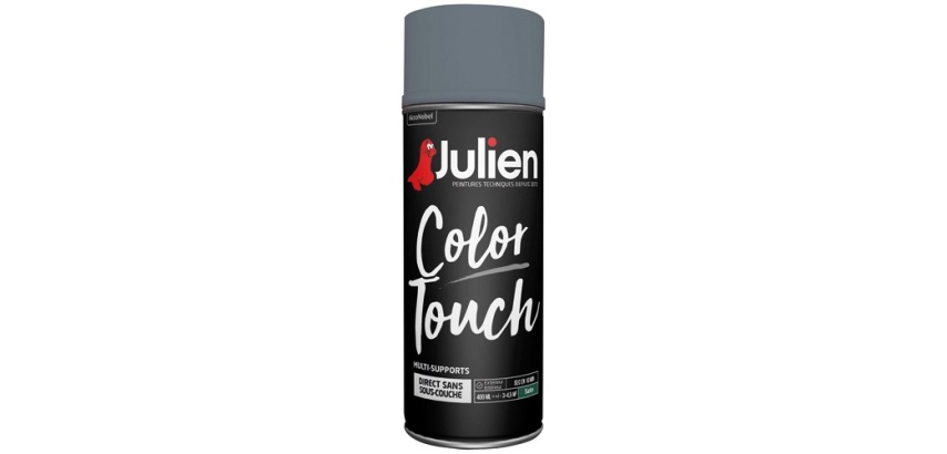 Peinture satinée multi-supports Color Touch Julien - Aérosol de 400 ml, gris anthracite RAL 7031
