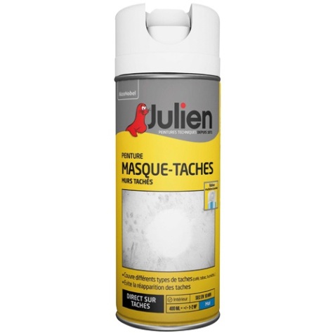 Peinture masque taches Julien - Aérosol de 400 ml, blanc mat