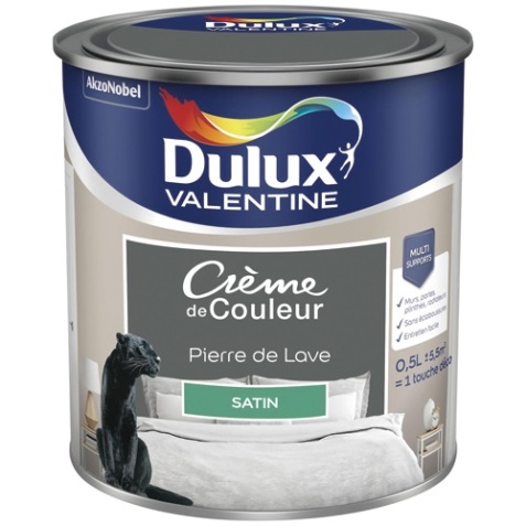 Peinture crème de Couleur satin - 0.5 L - pierre de lave