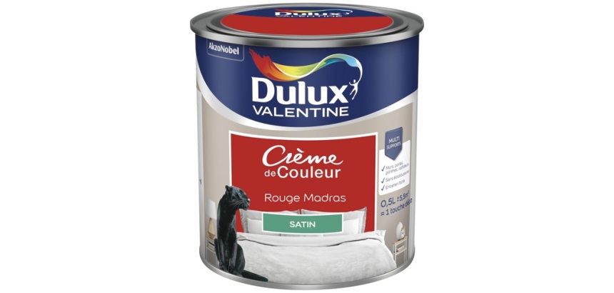 Peinture 0.5 L Crème de Couleur Satin - Rouge Madras
