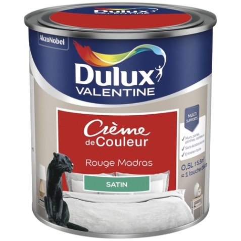 Peinture crème de Couleur satin - 0.5 L - rouge madras