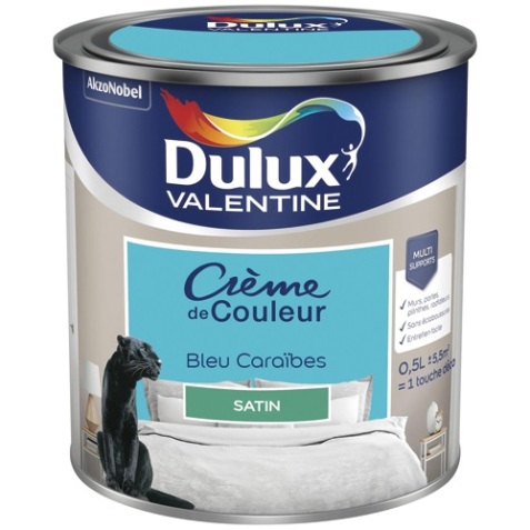 Peinture crème de Couleur satin - 0.5 L - bleu caraibes