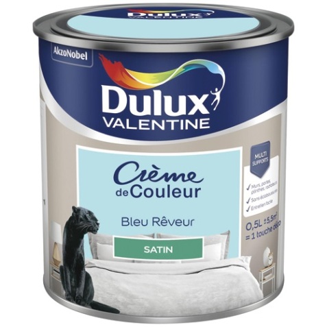 Peinture crème de Couleur satin - 0.5 L - bleu rêveur