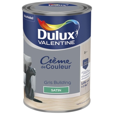 Peinture crème de Couleur satin - 1.25 L - gris building