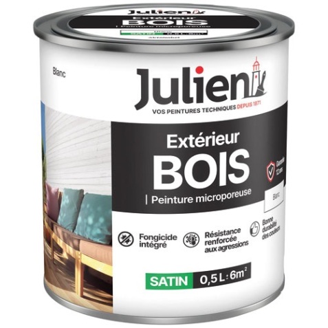 Peinture microporeuse satin - extérieur bois - 0.5 L - blanc