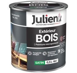 Peinture microporeuse 0,5 L Extérieur Bois Satin - Gris Anthracite RAL7016