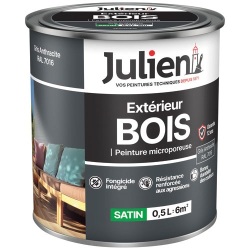Peinture microporeuse satin - extérieur bois - 0.5 L - gris anthracite RAL7