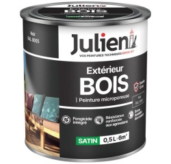 Peinture microporeuse 0,5 L Extérieur Bois Satin - Noir RAL9005
