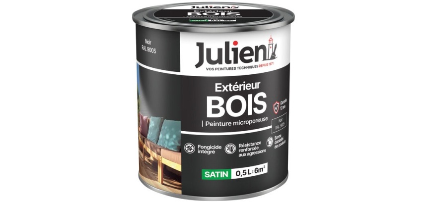 Peinture microporeuse 0,5 L Extérieur Bois Satin - Noir RAL9005