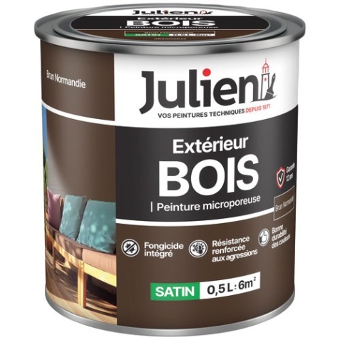 Peinture microporeuse satin - extérieur bois - 0.5 L - brun normandie