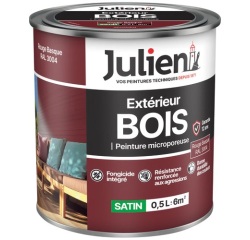 Peinture microporeuse 0,5 L Extérieur Bois Satin - Rouge Basque RAL3004