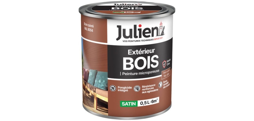 Peinture microporeuse 0,5 L Extérieur Bois Satin - Brun Cuivre RAL8004