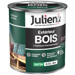 Peinture microporeuse satin - extérieur bois - 0.5 L - vert basque RAL6005
