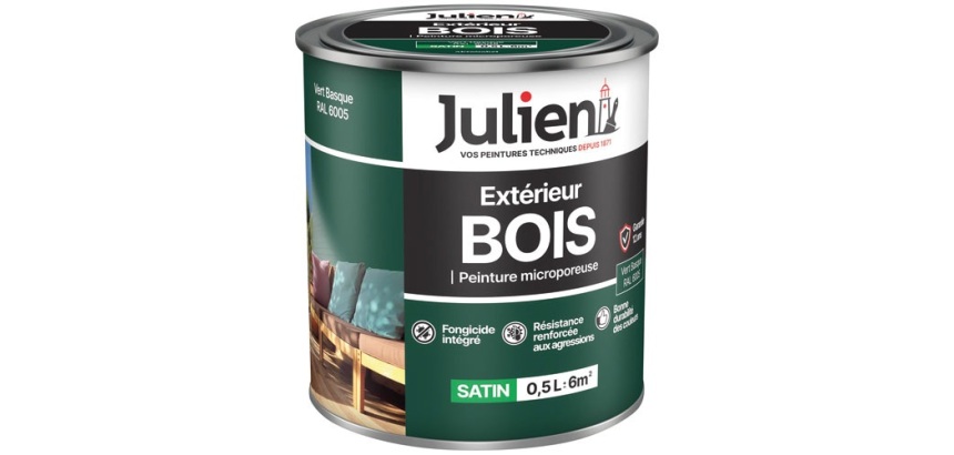 Peinture microporeuse 0,5 L Extérieur Bois Satin - Vert Basque RAL6005