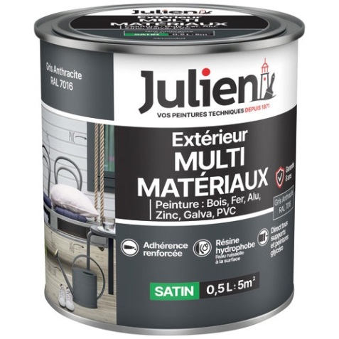 Peinture extérieur satin - multi-matériaux - 0.5 L - gris anthracite RAL701