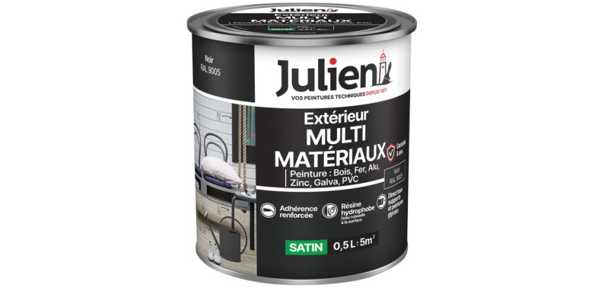 Peinture 0,5 L Extérieur Multi-matériaux - Noir RAL9005