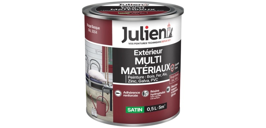 Peinture 0,5 L Extérieur Multi-matériaux - Rouge Basque RAL3004