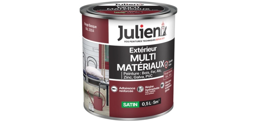 Peinture 0,5 L Extérieur Multi-matériaux - Rouge Basque RAL3004