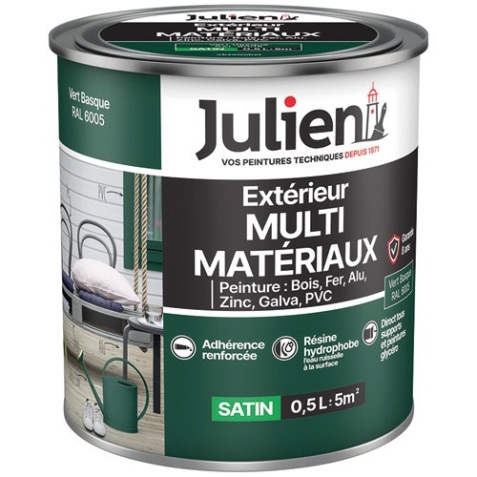 Peinture extérieur satin - multi-matériaux - 0.5 L - vert basque RAL6005